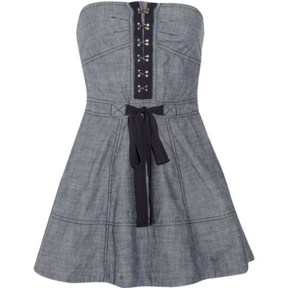 Juicy Couture Chambray Strapless Dress/Romper Skort/Jean (New) - Picture 2 of 6